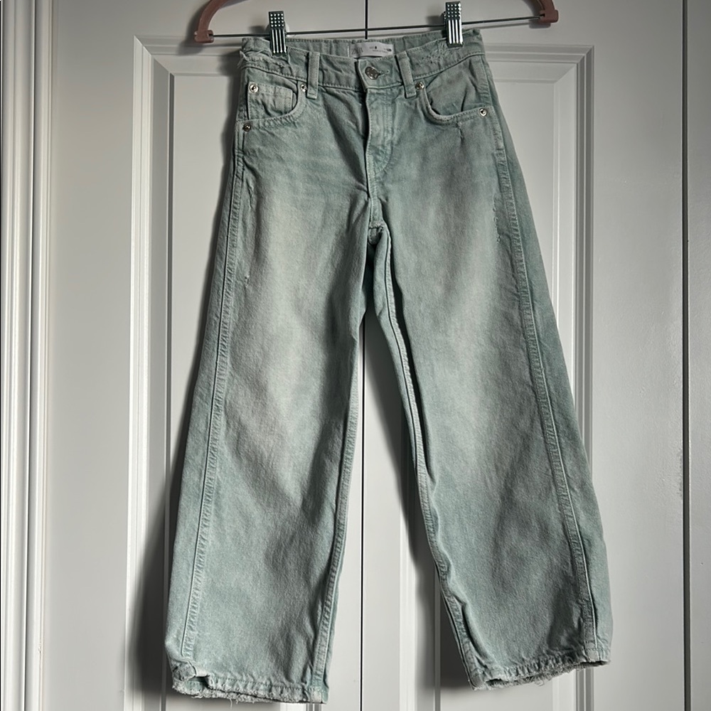 Zara Blue and Green High-Waisted Jeans